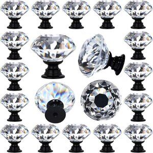 12 Packs Crystal Cabinet Knobs Drawer Pulls and Knobs Diamond Dresser Handles Cr